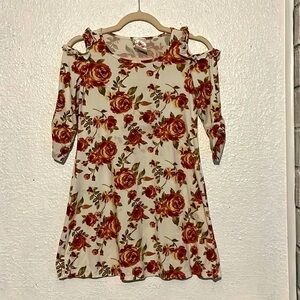Jenna and Jesse floral girls dress with ruffle top and cut out shoulders size 10